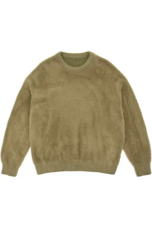 BOILER ROOM Homme, Sweatshirts et sweats à capuche, Vert, Taille: S Pull Shaggy Knit Crew Khaki