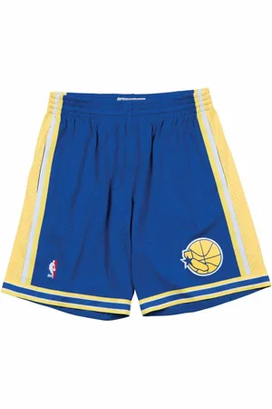 Mitchell & Ness Homme, Sport, Bleu, Taille: 2XL Shorts NBA Swingman Golden State Warriors