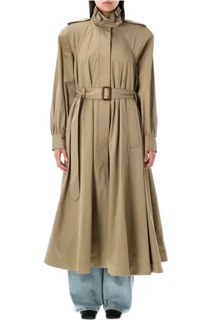 Chloé Femme, Manteaux, Brun, Taille: 40 FR Trench long marron avec boucle en cuir
