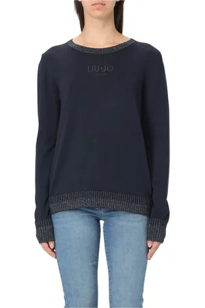 Liu Jo Femme, Pulls, Bleu, Taille: 38 FR Pull en Maille avec Détails Métalliques