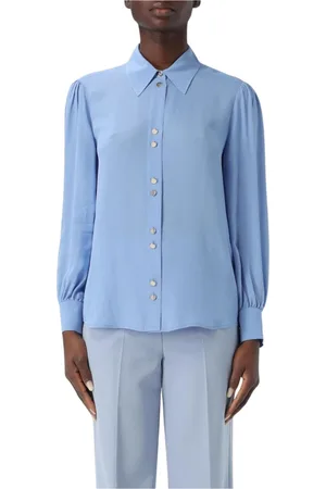 Liu Jo Femme, Blouses et Chemises, Bleu, Taille: 36 FR Chemisier en Soie Noir Manches Longues