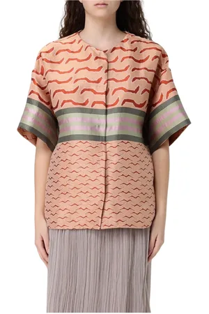 Giorgio Armani Femme, Blouses et Chemises, Multicolore, Taille: 42 FR Chemisier en soie à manches courtes