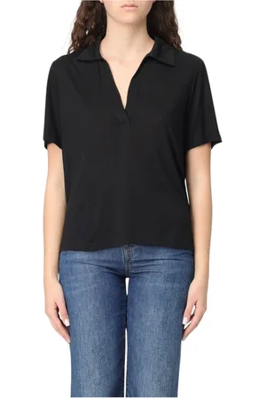 Dondup Femme, Tops, Noir, Taille: 40 FR Polo Noir à Col en V