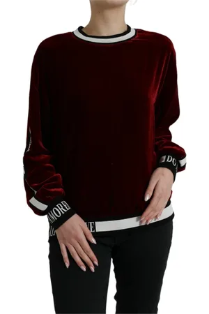 Dolce & Gabbana Femme, Sweatshirts et sweats à capuche, Rouge, Taille: 34 FR Pull de Luxe en Soie Bordeaux