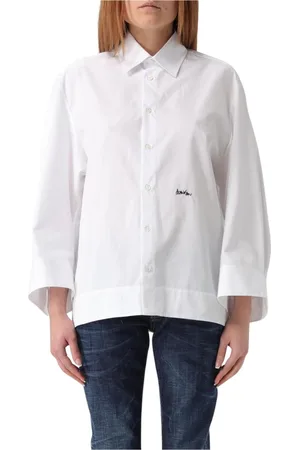 Dsquared2 Femme, Blouses et Chemises, Blanc, Taille: 40 FR Chemise Blanche en Coton à Manches Longues