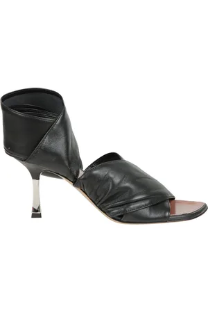 PARIS TEXAS Femme, Chaussures, Noir, Taille: 36 EU Sandales en cuir lacées avec talons argentés
