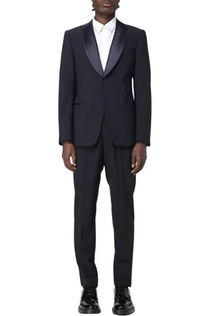 Emporio Armani Homme, Costumes, Bleu, Taille: 3XL Costume Smoking Noir Col Châle