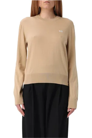 Dsquared2 Femme, Pulls, , Taille: 40 FR Pull en Coton Blanc à Col Rond