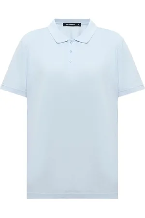 Karl Lagerfeld Homme, Tops, Bleu, Taille: M Polo gris clair bleu avec motif monogramme