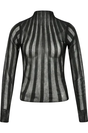 REMAIN Birger Christensen Femme, Tops, Noir, Taille: 38 FR T-shirt Manches Longues Semi-Transparent