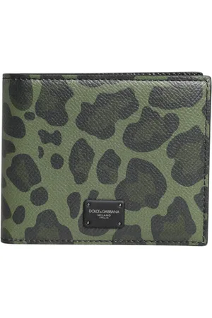 Dolce & Gabbana Homme, Accessoires, Multicolore, Taille: ONE Size Porte-Cartes Bifold en Cuir Noir Vert
