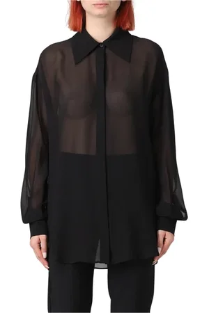 GENNY Femme, Blouses et Chemises, Noir, Taille: 42 FR Chemisier en Soie à Manches Longues