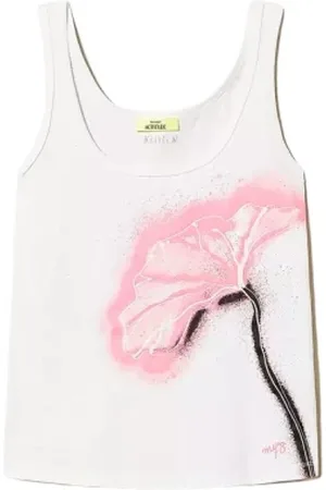 Twin-Set Femme, Tops, Blanc, Taille: 40 FR Débardeur Imprimé Myfo Style
