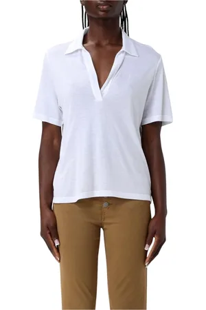 Dondup Femme, Tops, Blanc, Taille: 42 FR Polo noir à col en V