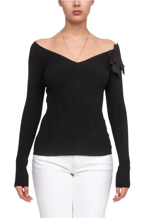 Elisabetta Franchi Femme, Pulls, Noir, Taille: 42 FR Pull en Tricot Noir pour Femmes