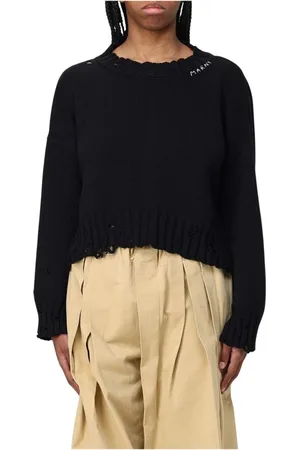 Marni Femme, Pulls, Noir, Taille: 36 FR Pull en tricot noir délavé
