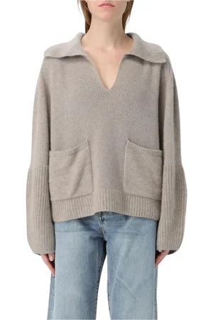Allude Femme, Pulls, Gris, Taille: 40 FR Pull gris à col en V