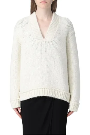 Tom Ford Femme, Pulls, Blanc, Taille: 38 FR Pull en Laine Blanc à Col en V