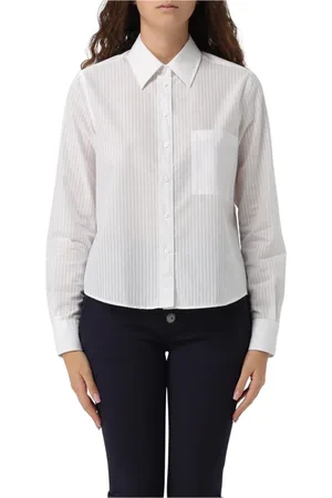 HUGO BOSS Femme, Blouses et Chemises, Blanc, Taille: 48 FR Chemise à Rayures Classique à Manches Longues