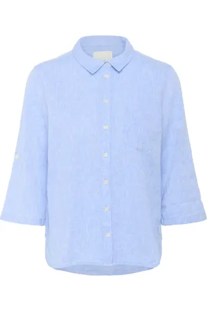 Part Two Femme, Blouses et Chemises, Bleu, Taille: 40 FR Chemisier Chambrey avec Manches ¾