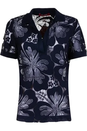 Max Mara Femme, Tops, Bleu, Taille: 38 FR Polo Bleu en Dentelle Florale