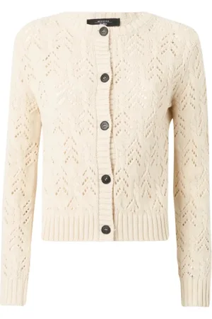 Max Mara Femme, Pulls, , Taille: 36 FR Cardigan Col Rond en Coton Panaria
