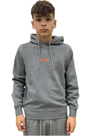 sun68 Homme, Sweatshirts et sweats à capuche, Gris, Taille: S Sweat à Capuche en Coton Fluo Logo