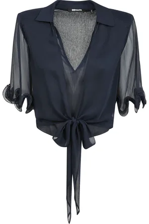ROTATE Femme, Blouses et Chemises, Bleu, Taille: 42 FR Chemise crop en mousseline avec volants