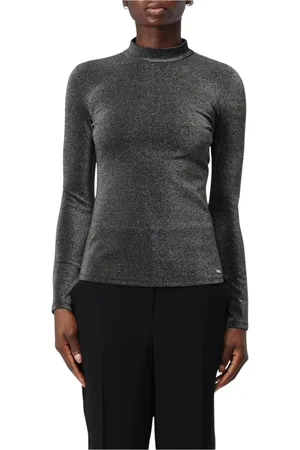 Armani Exchange Femme, Tops, Gris, Taille: 40 FR Pull pailleté argent