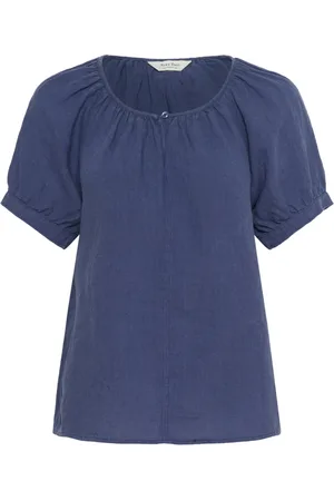 Part Two Femme, Blouses et Chemises, Bleu, Taille: 40 FR Chemisier en lin féminin style Oceana