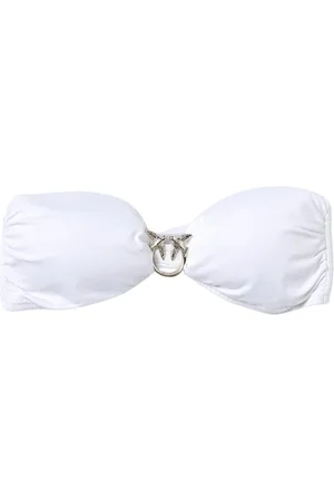 Pinko Femme, Maillots de bain, Blanc, Taille: 42 FR Haut de Maillot de Bain sans Bretelles avec Détail Métallique