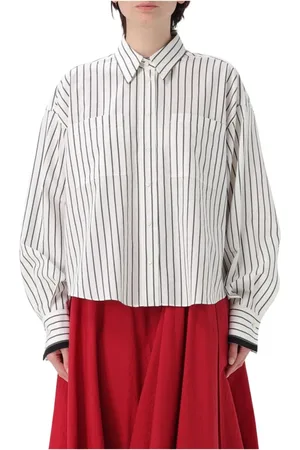 Brunello Cucinelli Femme, Blouses et Chemises, Bleu, Taille: 38 FR Chemise Rayée en Coton Bleu