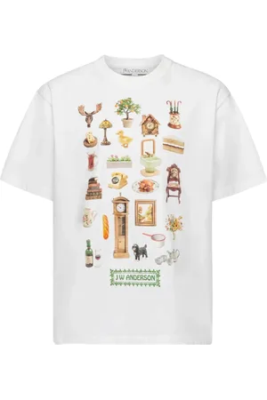 J.W.Anderson Homme, Tops, Blanc, Taille: L T-shirt blanc avec imprimé Diorama