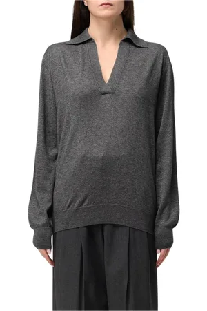 FARFETCH Femme, Pulls, Gris, Taille: 44 FR Pull Polo en Cachemire Luxueux