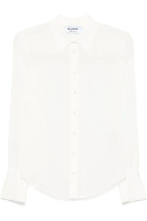 Blugirl Femme, Blouses et Chemises, Blanc, Taille: 38 FR Chemise Blanche avec Boutons et Plis
