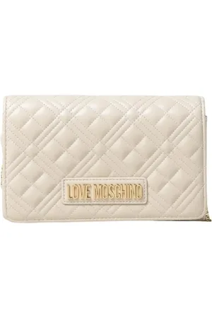 Moschino Femme, Sacs, , Taille: ONE Size Portefeuille à Chaîne Matelassé avec Logo
