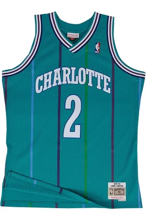 Mitchell & Ness Homme, Sport, Vert, Taille: M Maillot Swingman Charlotte Hornets Larry Johnson