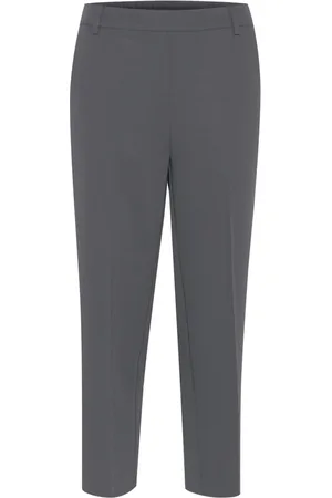Kaffe Femme, Pantalons, Gris, Taille: 36 FR Pantalon Moderne Coupe Droite Cropped Noir Huître