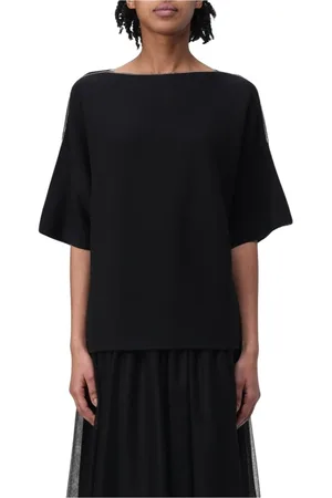 Fabiana Filippi Femme, Pulls, Noir, Taille: 38 FR Pull en laine noire à col bateau