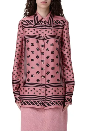 Dolce & Gabbana Femme, Blouses et Chemises, Rose, Taille: 38 FR Haut en Soie à Imprimé Bandana