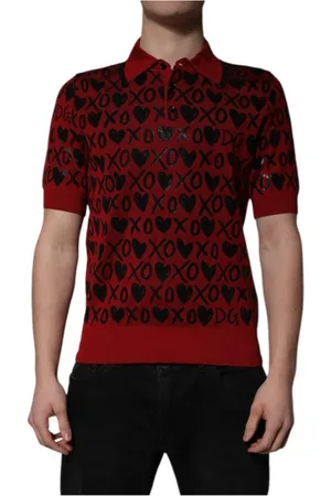 Dolce & Gabbana Homme, Tops, Rouge, Taille: M Polo Rouge Xoxo à Col