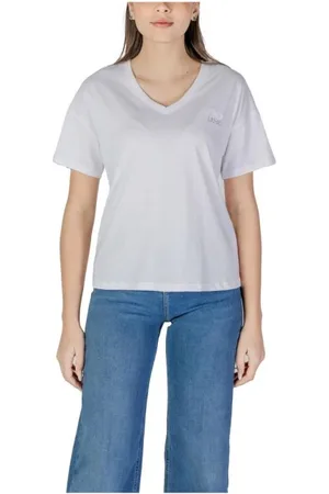 Liu Jo Femme, Tops, Blanc, Taille: 38 FR T-shirt blanc en coton à manches courtes
