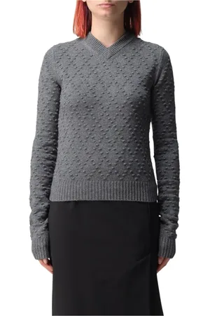 Sportmax Femme, Pulls, Gris, Taille: 38 FR Pull Noir en Tricot Texturé à Col en V