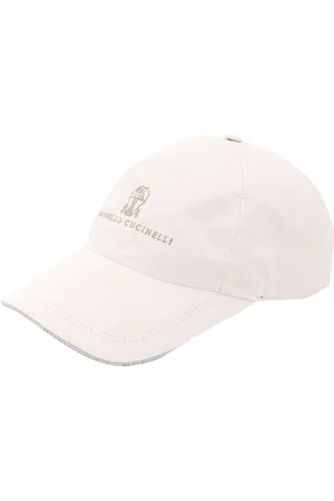 Brunello Cucinelli Homme, Accessoires, Blanc, Taille: M Casquette de Baseball Blanche avec Logo