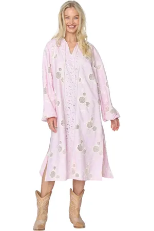Crās Femme, Robes, Rose, Taille: 36 FR Élégante Robe Midi avec Broderie