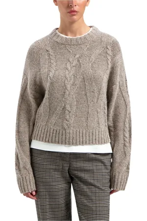 OLAF HUSSEIN Femme, Pulls, Brun, Taille: 38 FR Pull à Câble Moucheté Marron