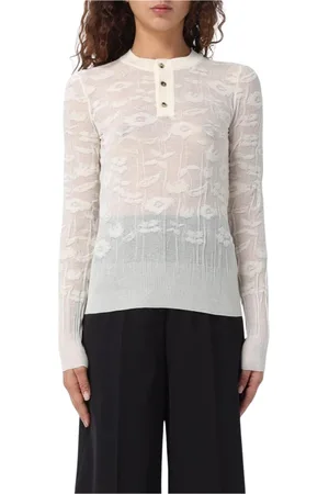 Bottega Veneta Femme, Pulls, Blanc, Taille: 42 FR Élégant Pull à Fleurs Tricoté