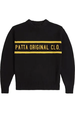 Patta Homme, Pulls, Noir, Taille: L Pull en Tricot Noir Design Minimaliste