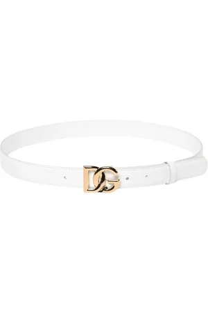 Dolce & Gabbana Femme, Accessoires, Blanc, Taille: 75 CM Ceinture en cuir noir avec logo DG
