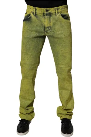 Dolce & Gabbana Homme, Jeans, Jaune, Taille: M Jean Denim Skinny Jaune avec Logo